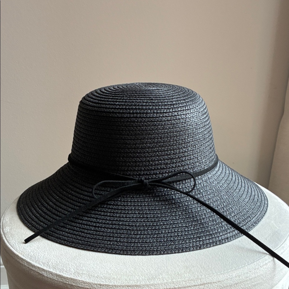 La Vie En Rose Charcoal Wide-Brimmed Hat